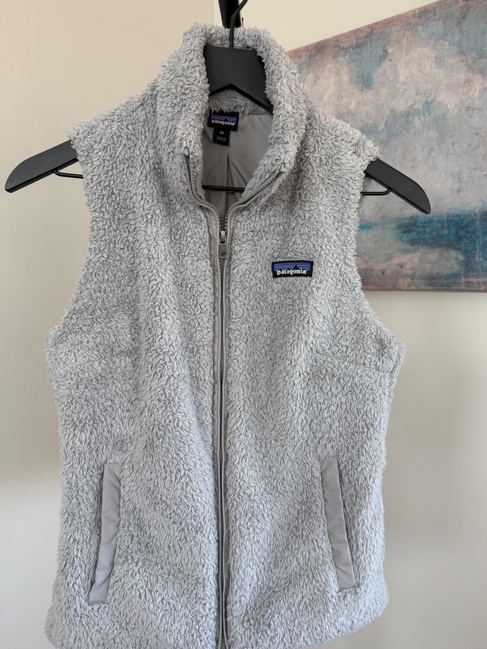 Patagonia Womens Los Gatos Fleece Vest Gray Sherpa Full Zip Outdoor Extra Small